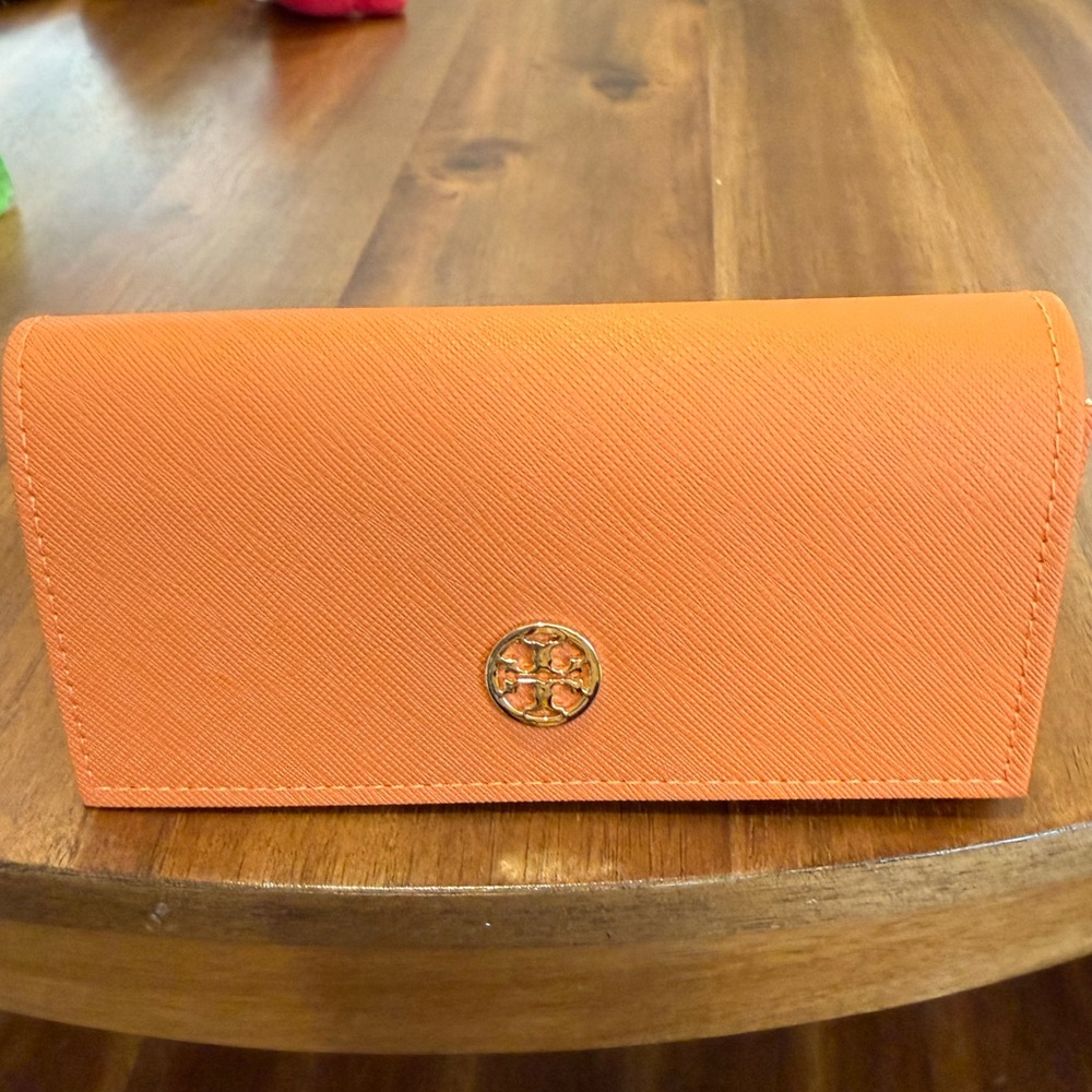Tory Burch Orange Sunglasses Case with Gold Logo